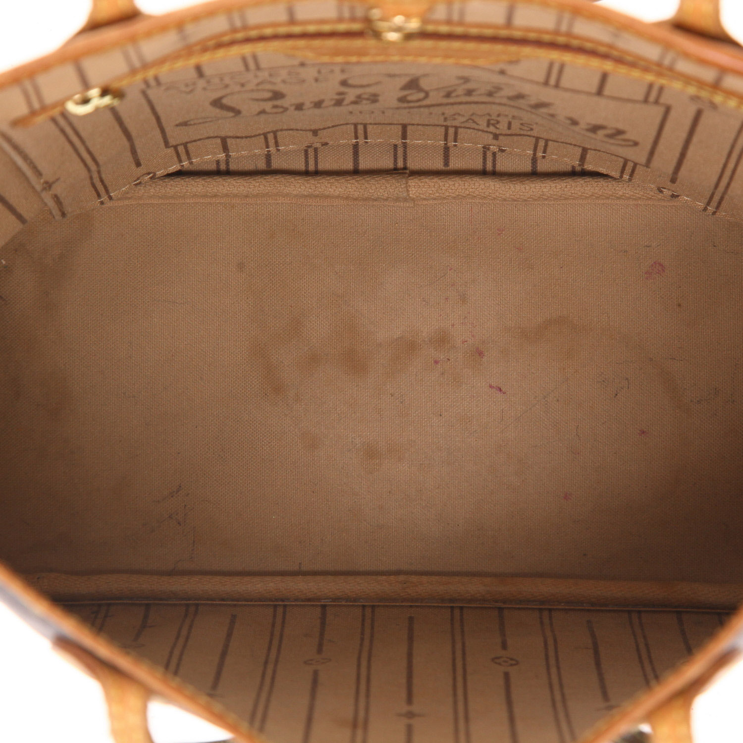 Shopping bag Louis Vuitton  Neverfull modello piccolo  in tela monogram marrone e pelle naturale - Detail D3