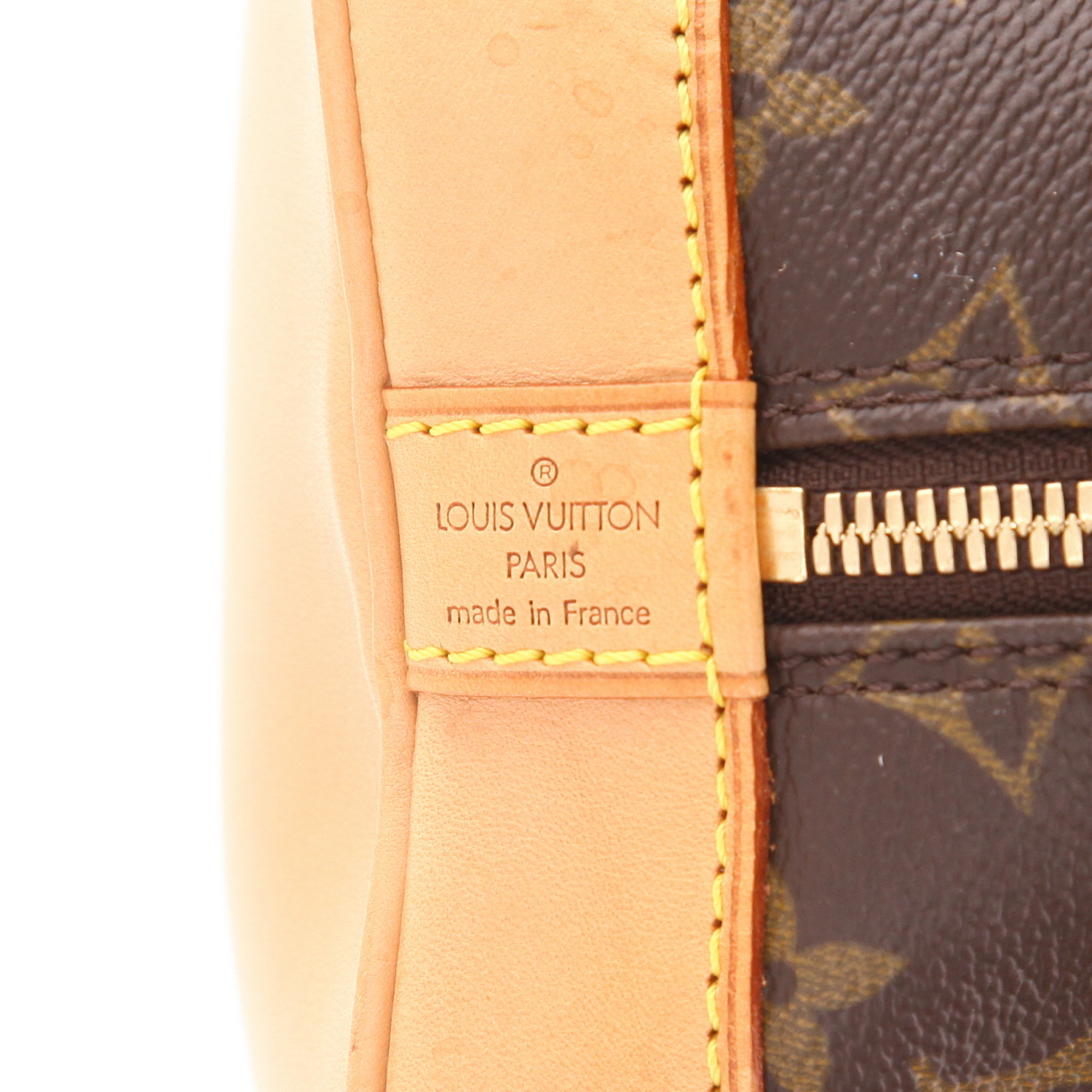 Sac à main Louis Vuitton  Alma petit modèle  en toile monogram marron et cuir naturel - Detail D2