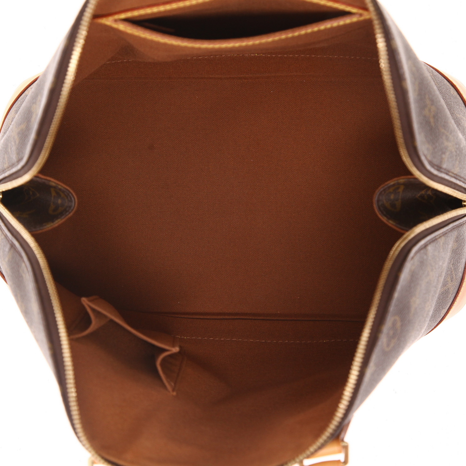 Louis Vuitton  Alma small model  handbag  in brown monogram canvas  and natural leather - Detail D3