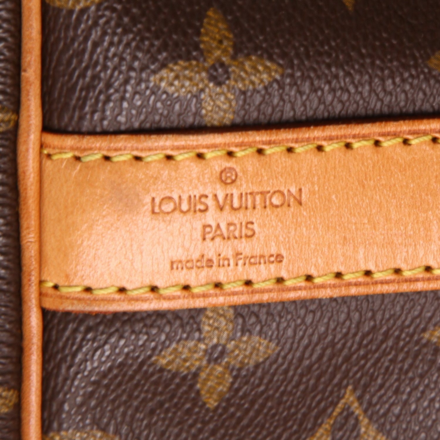 Sac de voyage Louis Vuitton  Keepall 60 en toile monogram marron et cuir naturel - Detail D2