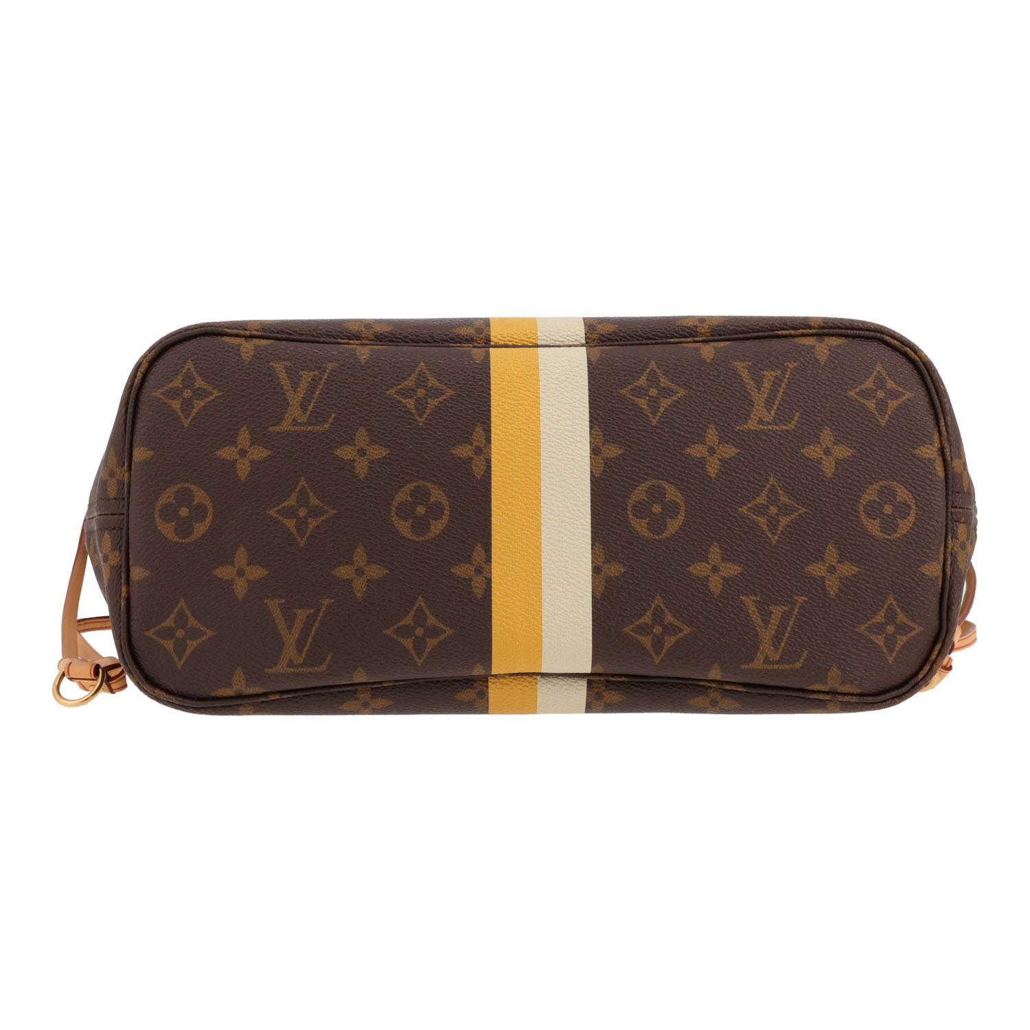 Sac cabas Louis Vuitton  Neverfull petit modèle  en toile monogram marron et cuir naturel - Detail D1