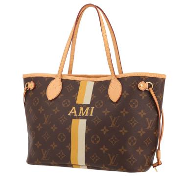 Shopping bag Louis Vuitton  Neverfull modello piccolo  in tela monogram marrone e pelle naturale