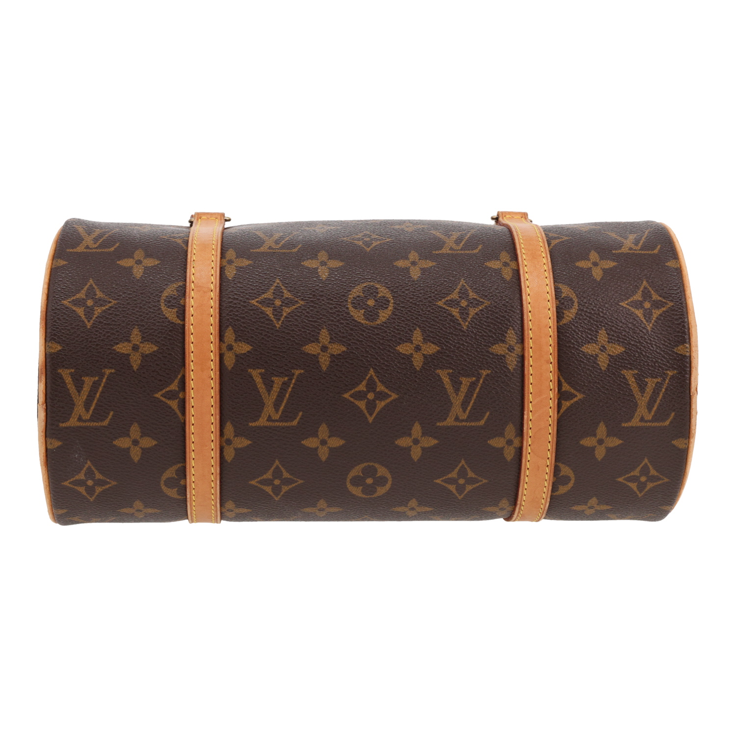 Borsa Louis Vuitton  Papillon in tela monogram marrone e pelle naturale - Detail D1