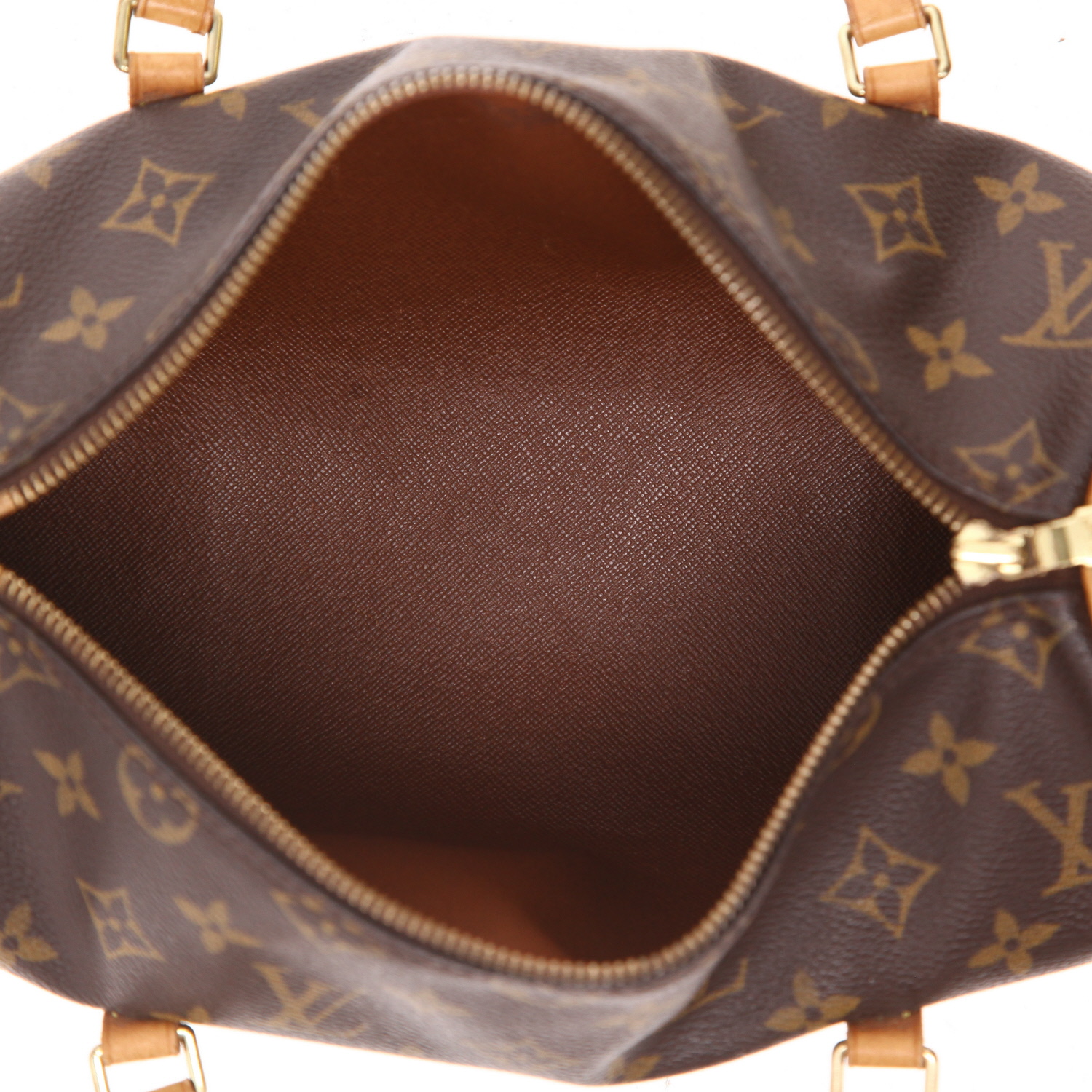 Borsa Louis Vuitton  Papillon in tela monogram marrone e pelle naturale - Detail D3