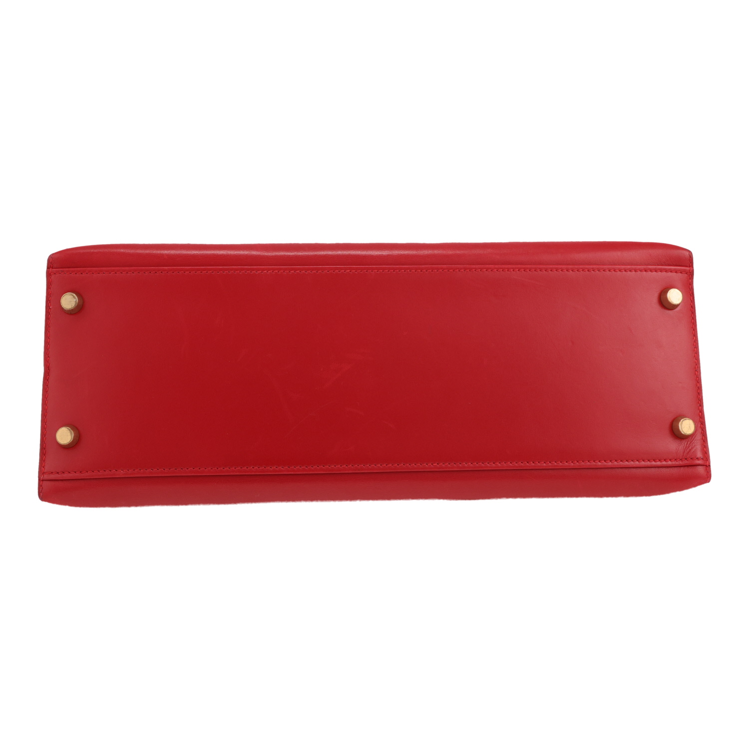 Bolso de mano Hermès  Kelly 32 cm en cuero box rojo Vif - Detail D1