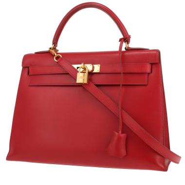 Bolso de mano Hermès  Kelly 32 cm en cuero box rojo Vif