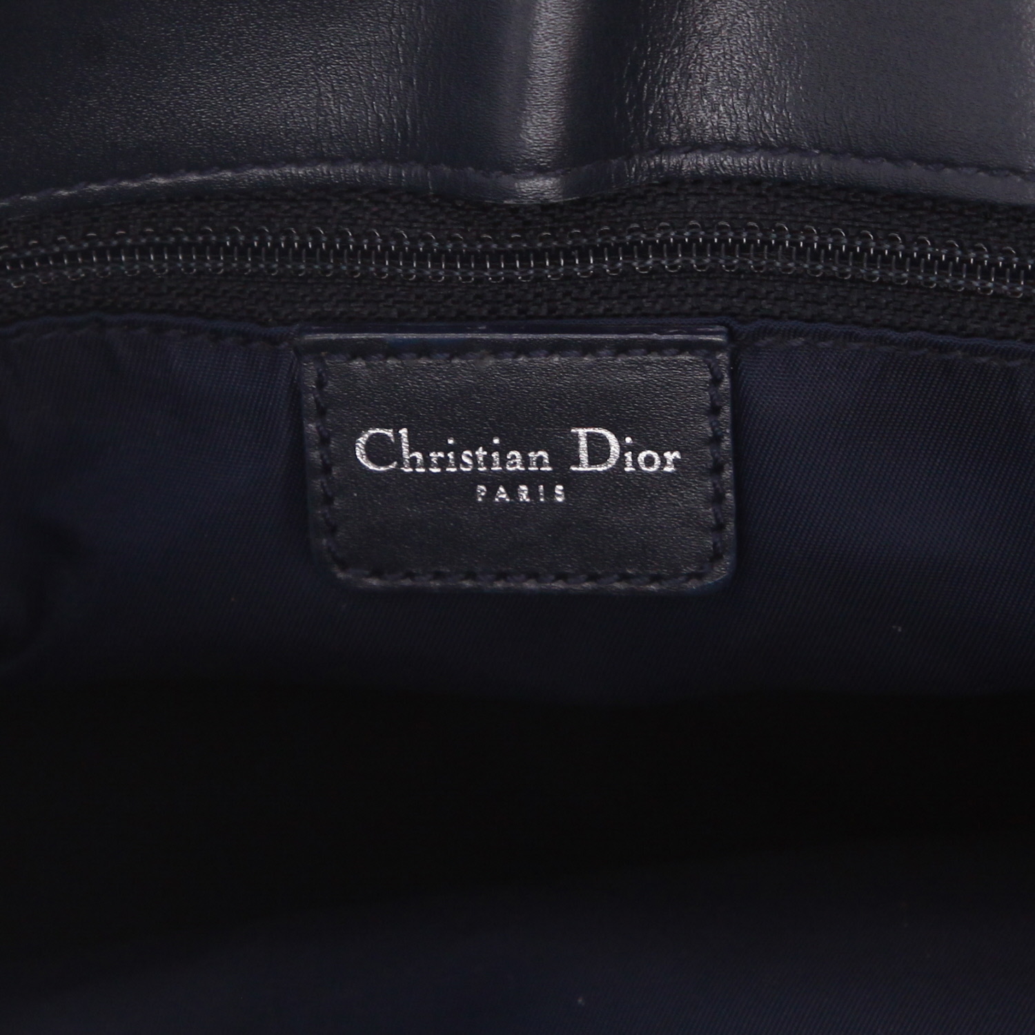 Sac cabas Dior  Jeans Pocket en toile denim monogrammée bleue et cuir bleu - Detail D2