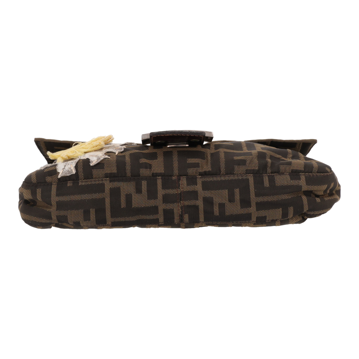 Bolso Fendi «Baguette» de lona marrón con el logotipo y cuero marrón - Detail D1
