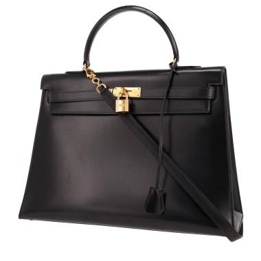 Bolso de mano Hermès  Kelly 35 cm en cuero box negro