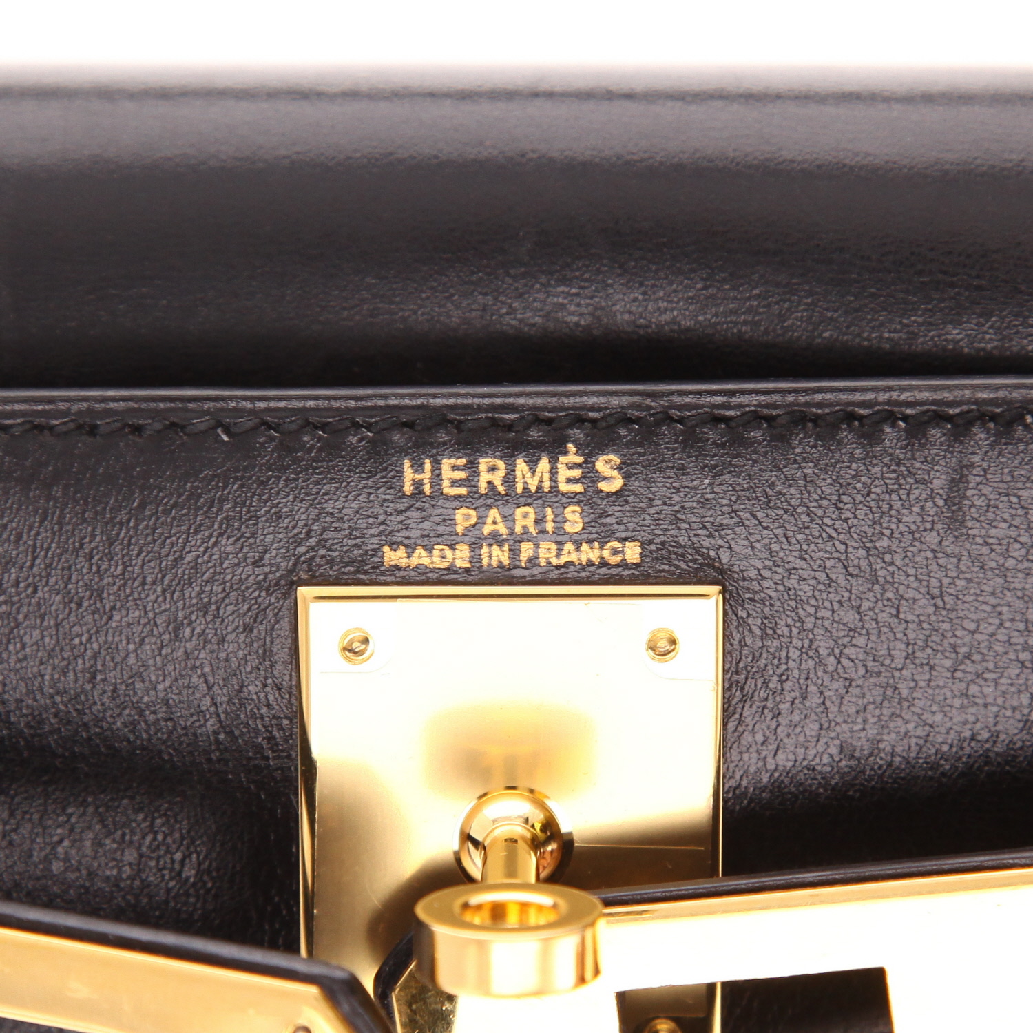 Borsa Hermès Kelly 28 cm in pelle nera box - Detail D2
