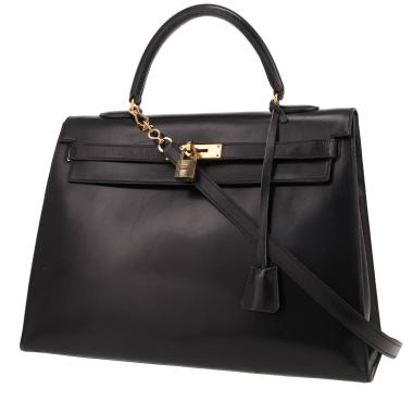 Bolso de mano Hermès  Kelly 35 cm en cuero box negro
