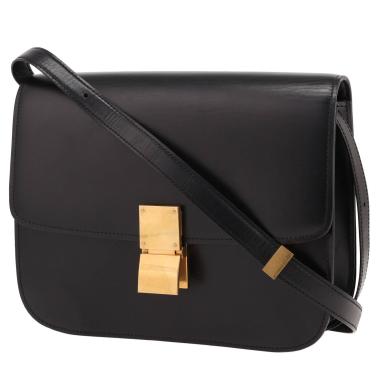 Sac bandoulière Celine  Classic Box en cuir lisse noir