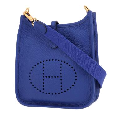 Sac bandoulière Hermès  Mini Evelyne en cuir taurillon clémence bleu
