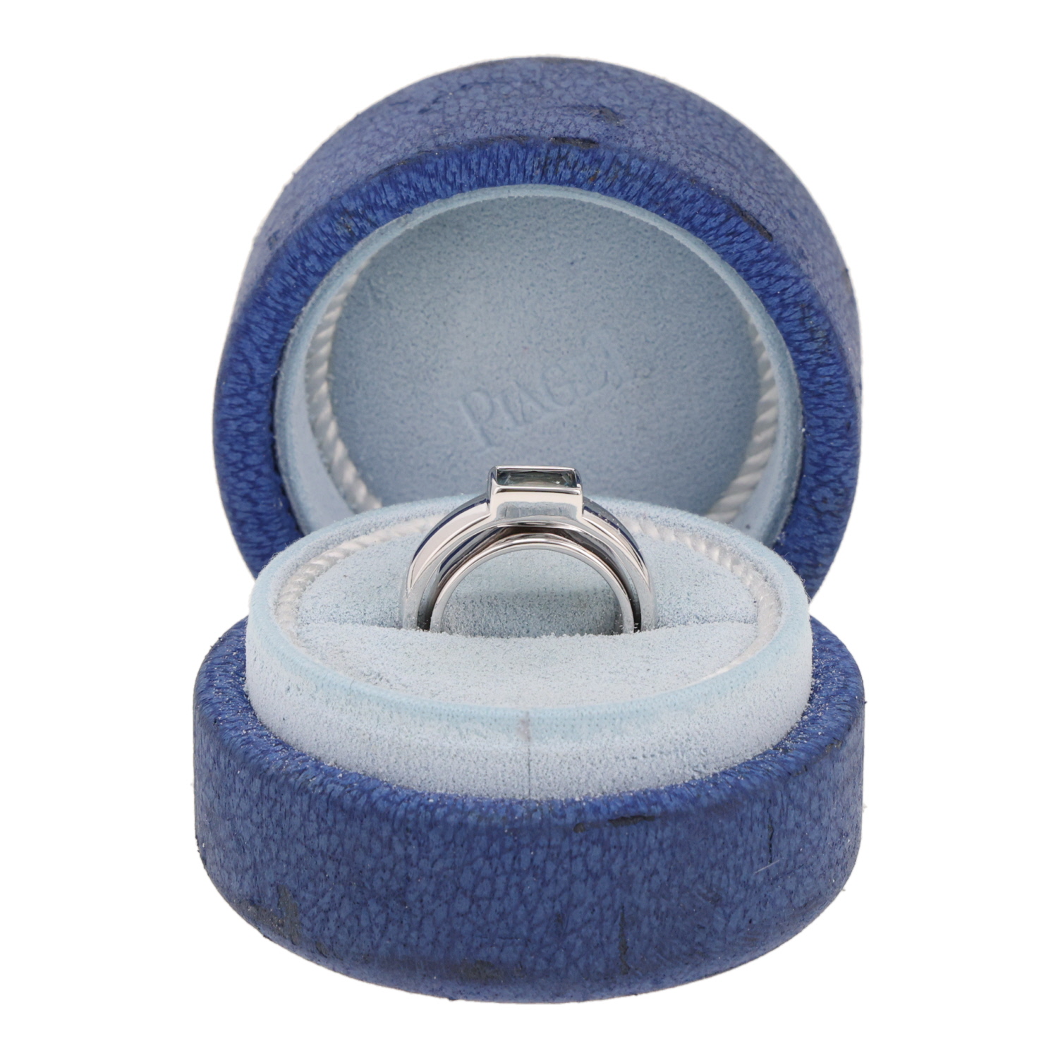 Sortija giratoria Piaget Swing de oro blanco y topacio azul - Detail D2