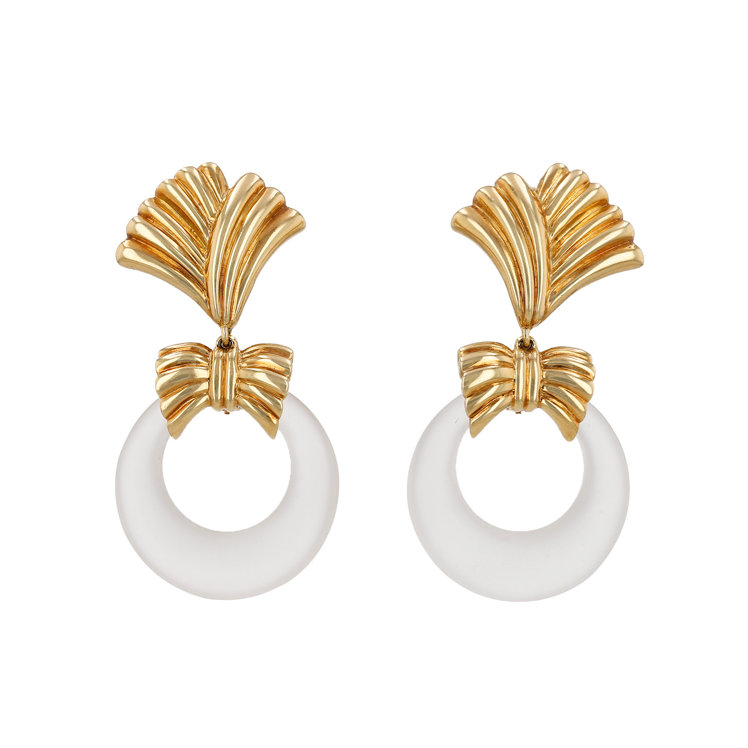 Van Cleef & Arpels  earrings for non pierced ears in yellow gold, lapis-lazuli, rock crystal and mother of pearl - Detail D2