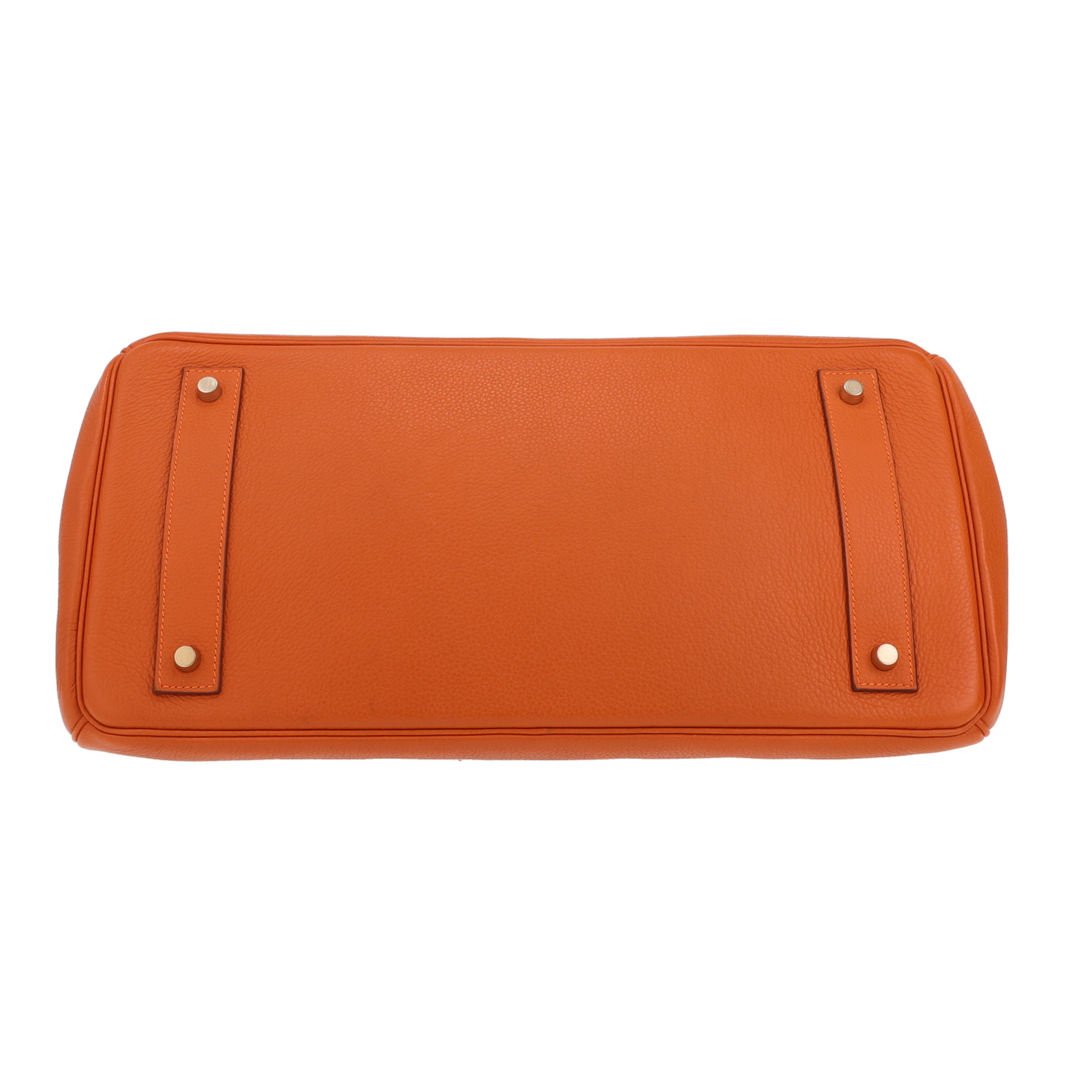 Bolso para llevar al hombro o en la mano Hermès  Birkin Shoulder en cuero taurillon clémence naranja - Detail D1