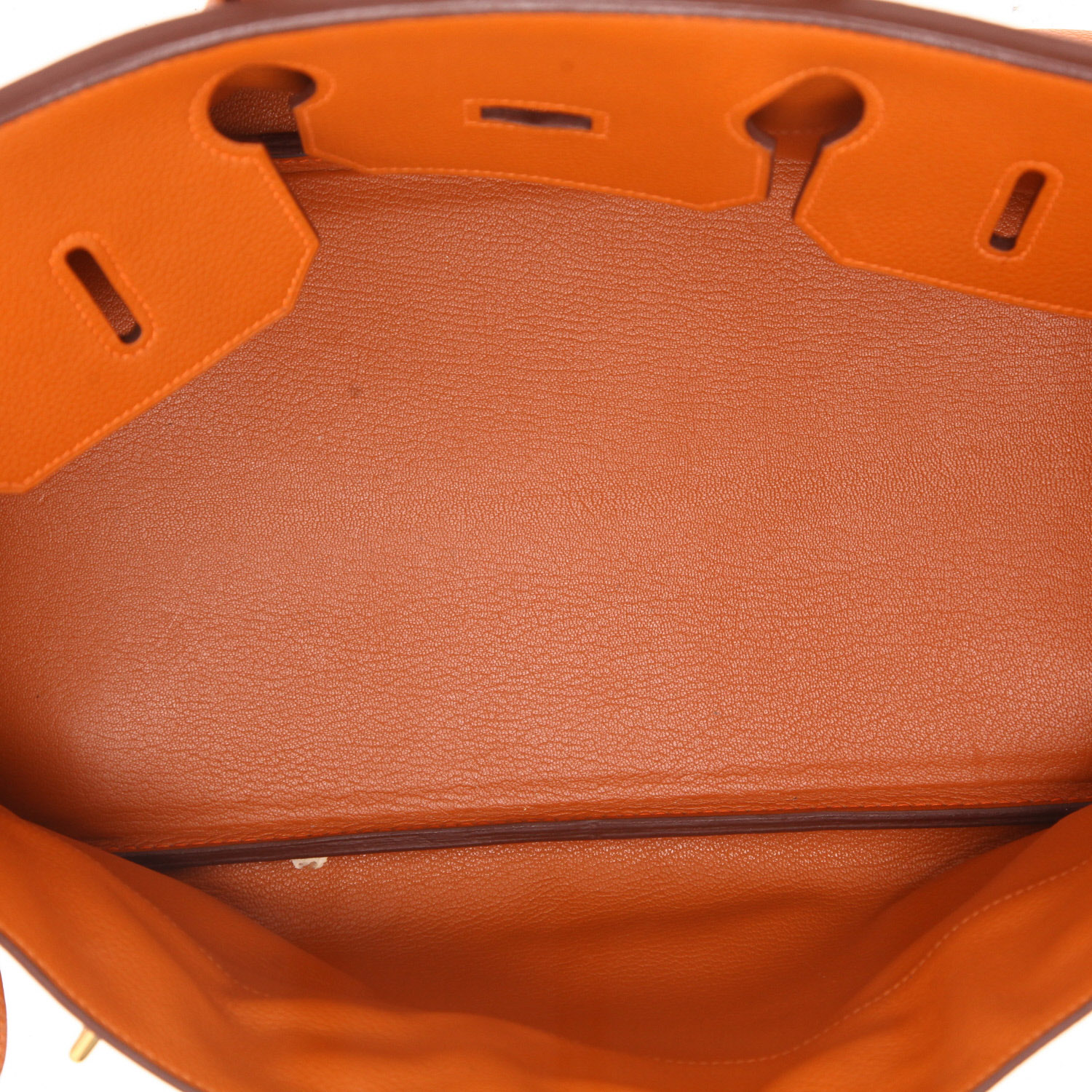 Sac porté épaule ou main Hermès  Birkin Shoulder en cuir taurillon clémence orange - Detail D3