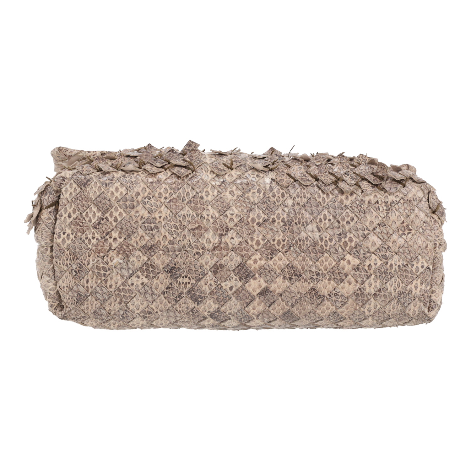 Sac à main Bottega Veneta   en python gris et beige - Detail D1