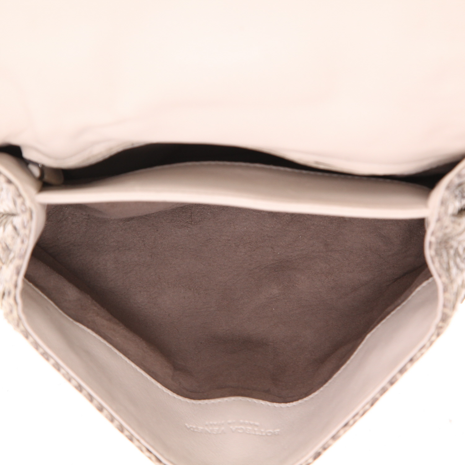 Bottega Veneta   handbag  in grey and beige python - Detail D3