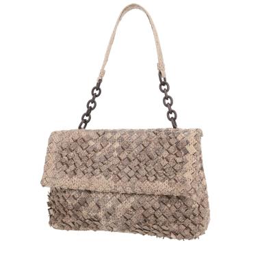 Borsa Bottega Veneta   in pitone grigio e beige