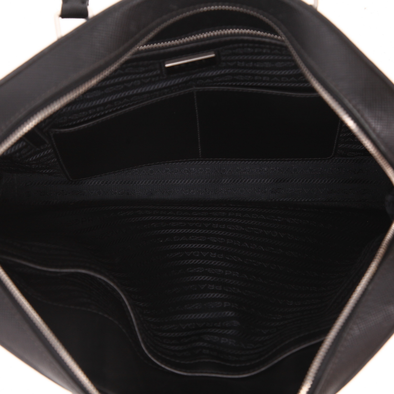 Porte-documents Prada   en cuir saffiano noir - Detail D3