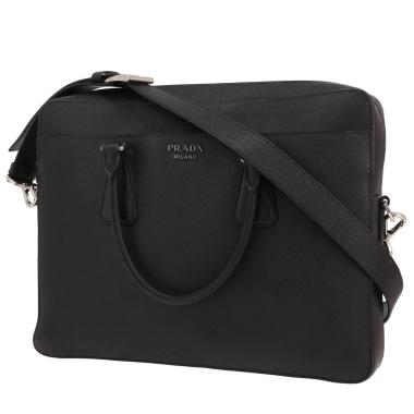 Prada   briefcase  in black leather saffiano