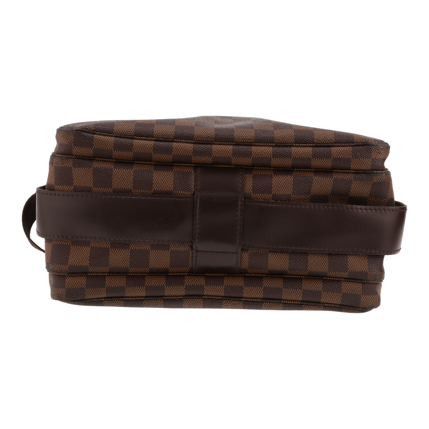 Borsa a tracolla Louis Vuitton  Naviglio in tela a scacchi ebana e pelle marrone - Detail D1