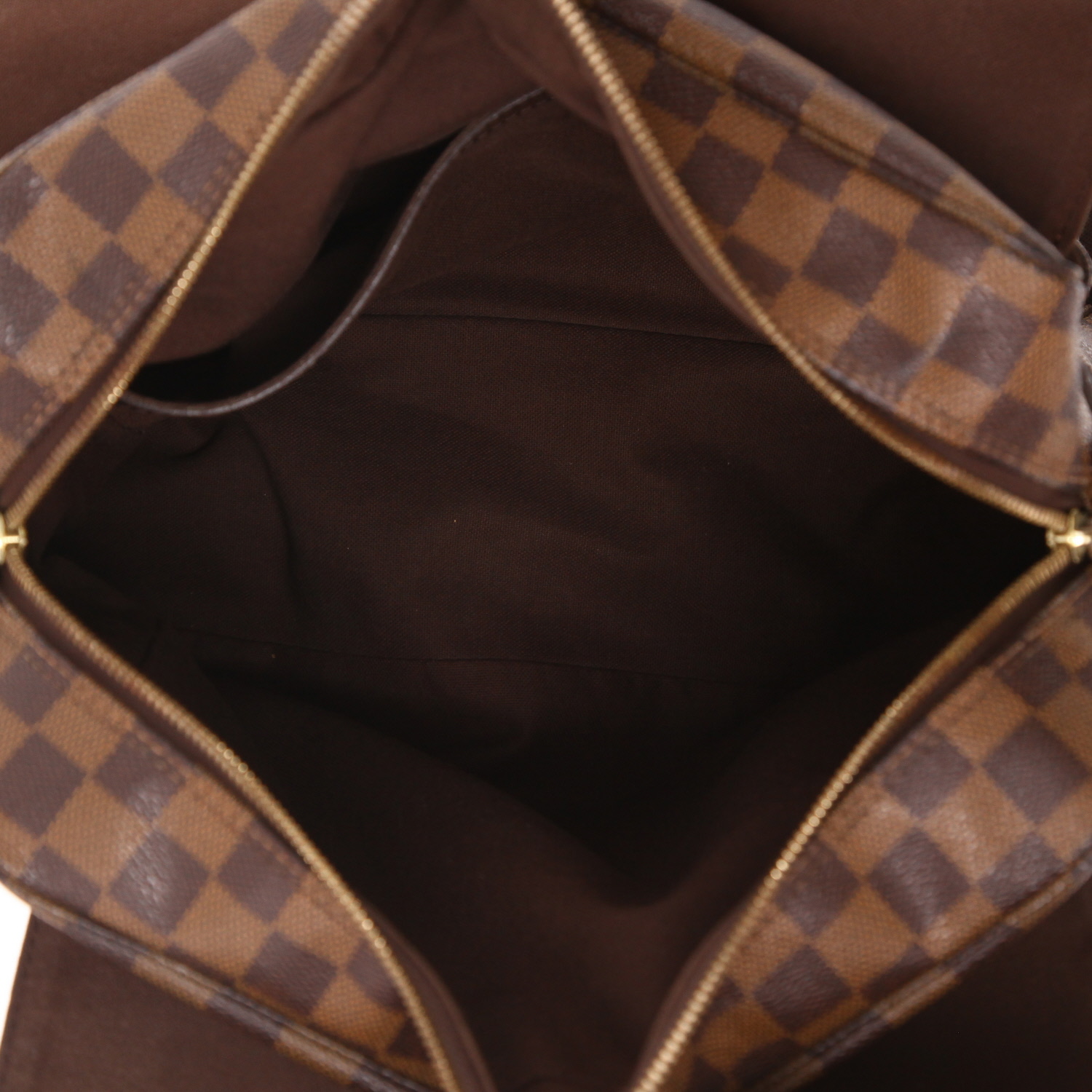 Sac bandoulière Louis Vuitton  Naviglio en toile damier ébène et cuir marron - Detail D3