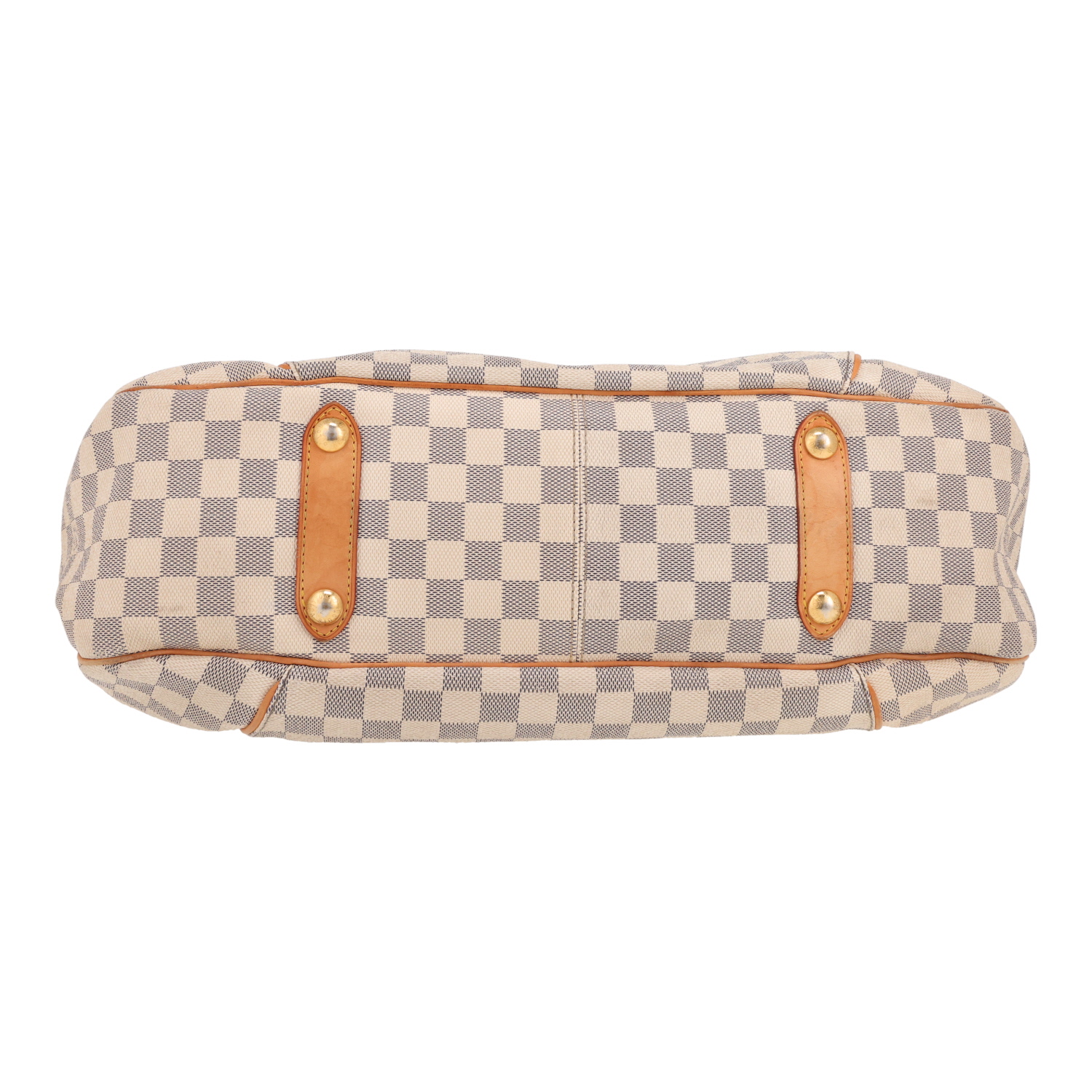 Louis Vuitton  Galliera handbag  in beige damier canvas  and natural leather - Detail D1