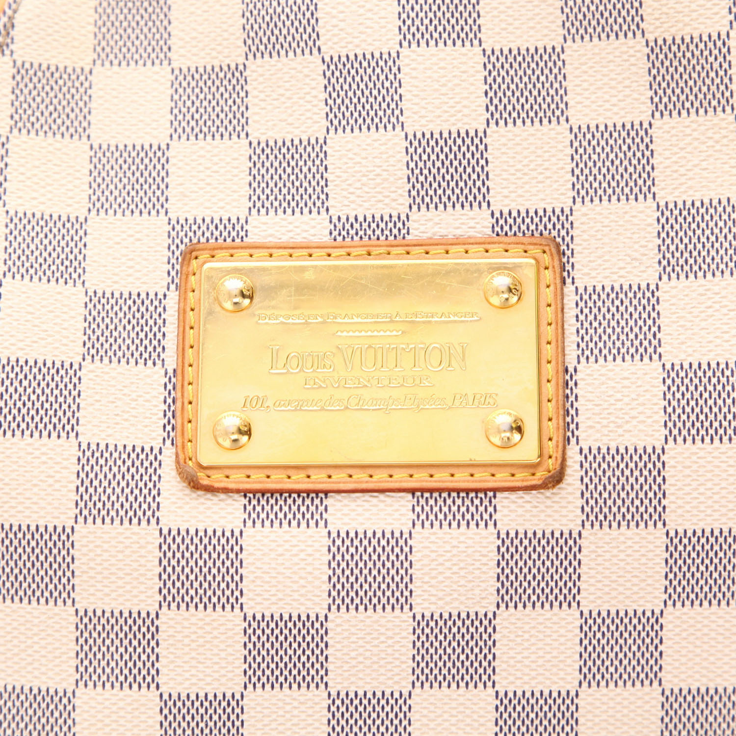 Louis Vuitton  Galliera handbag  in beige damier canvas  and natural leather - Detail D2