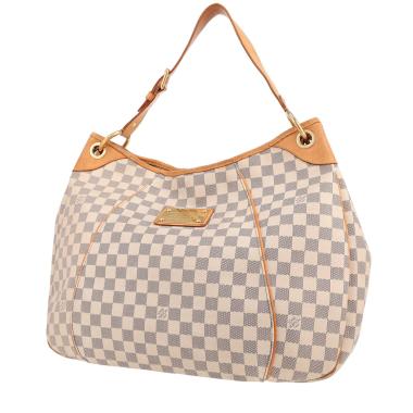Sac à main Louis Vuitton  Galliera en toile damier beige et cuir naturel