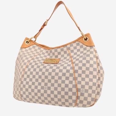 Sac à main Louis Vuitton  Galliera en toile damier beige et cuir naturel