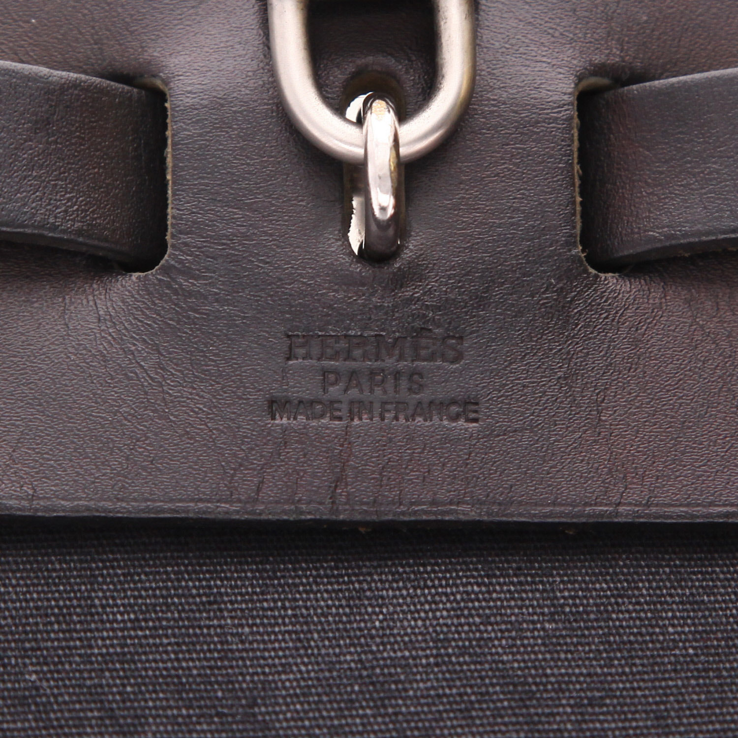 Hermès  Herbag - Backpack backpack  in black canvas  and black leather - Detail D2