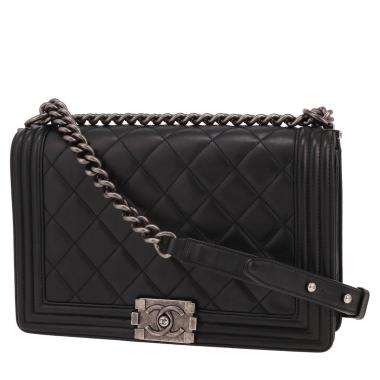 Chanel  Boy large model  shoulder bag  in black quilted leather