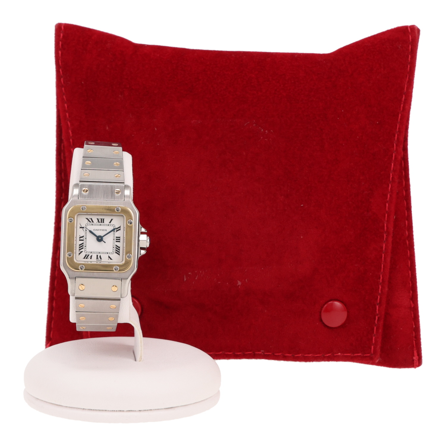 Montre Cartier Santos petit modèle  en or et acier Ref: Cartier - 0902  Vers 1990