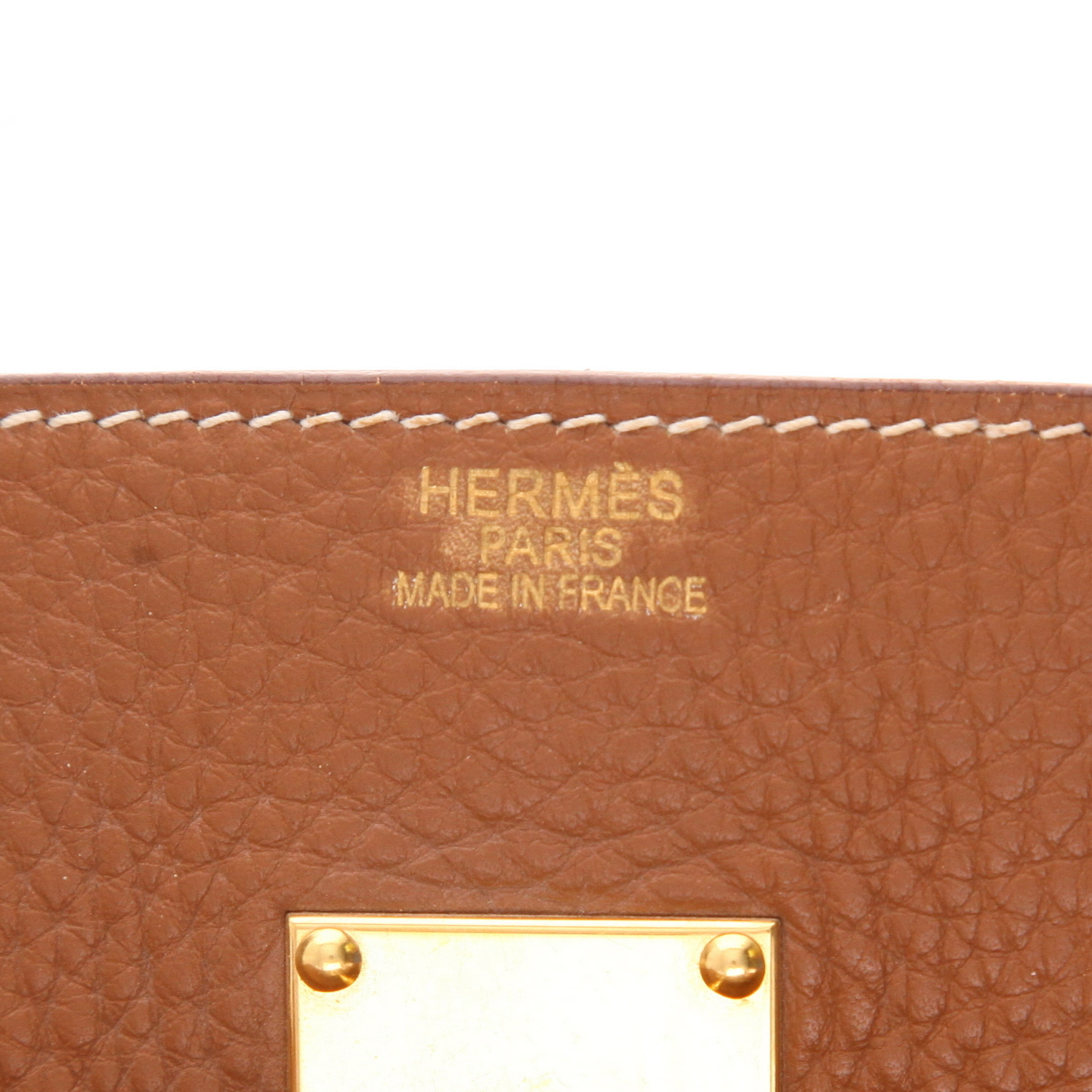 Sac à main Hermès  Birkin Shoulder en cuir taurillon clémence gold - Detail D2