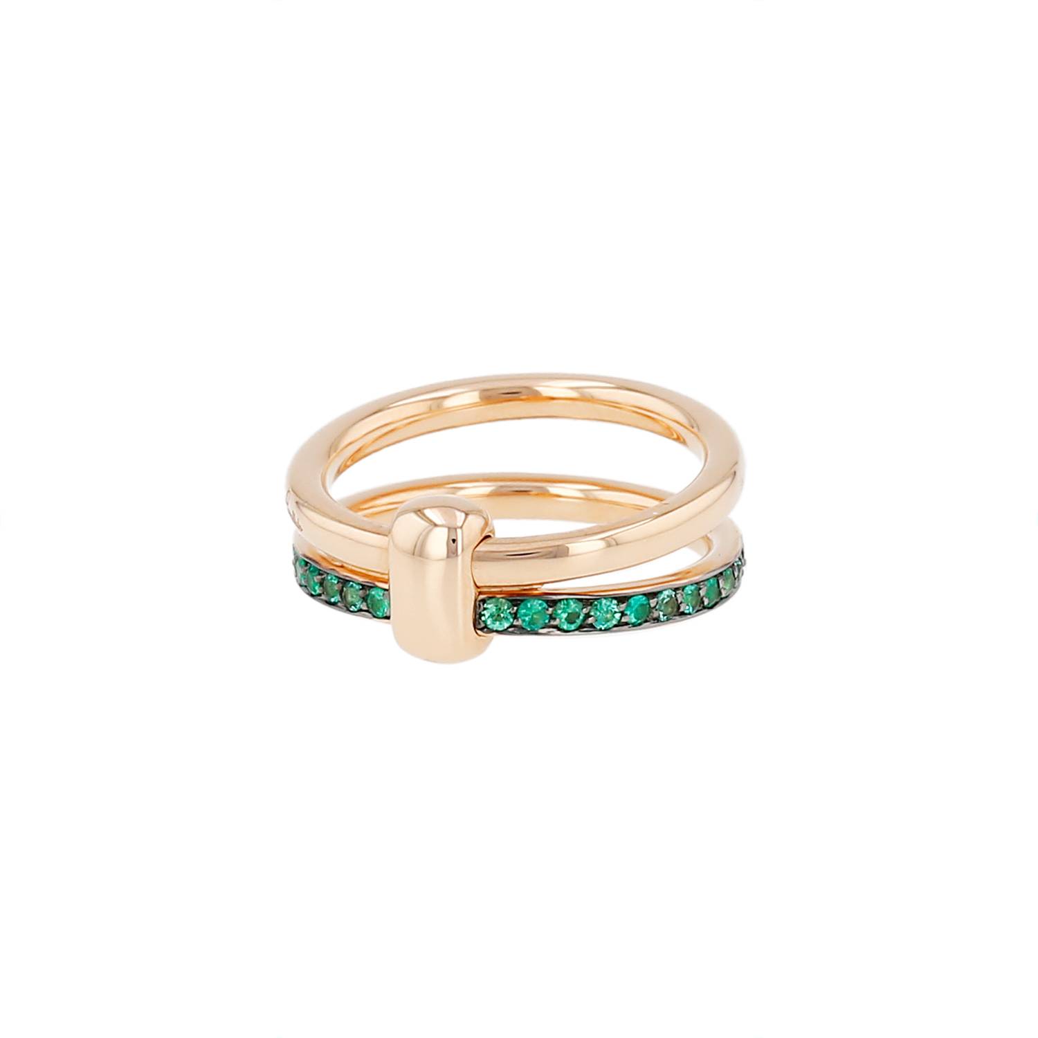 Bague Pomellato Together or rose émeraudes occasion
