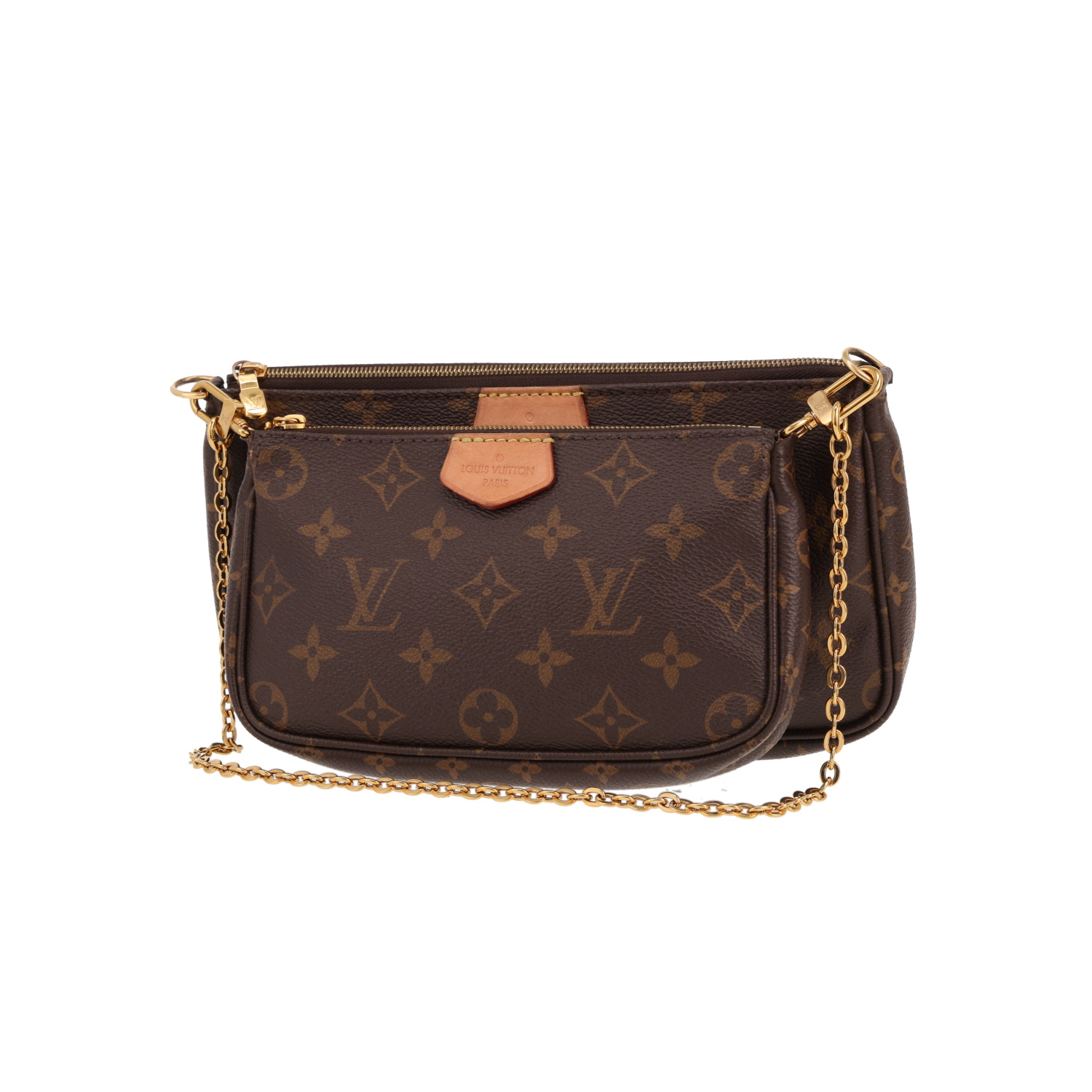 Louis Vuitton  Multi-Pochette shoulder bag  in brown monogram canvas  and natural leather - Detail D5