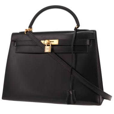 Sac à main Hermès  Kelly 32 cm en cuir box noir