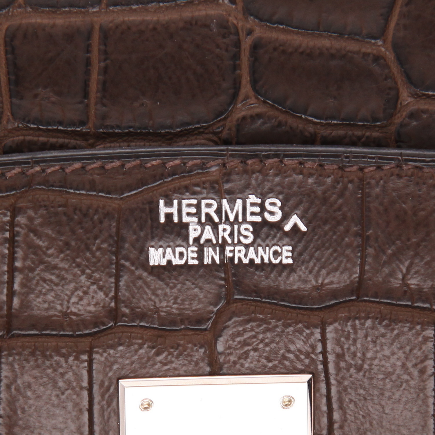 Sac à main Hermès  Birkin 35 cm en crocodile porosus marron - Detail D2