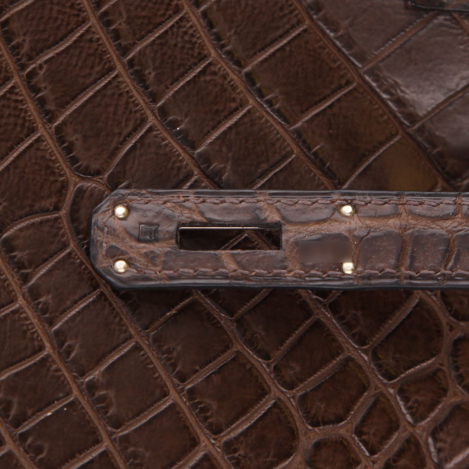 Borsa Hermès  Birkin 35 cm in coccodrillo marino marrone - Detail D4