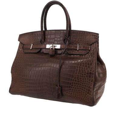 Borsa Hermès  Birkin 35 cm in coccodrillo marino marrone