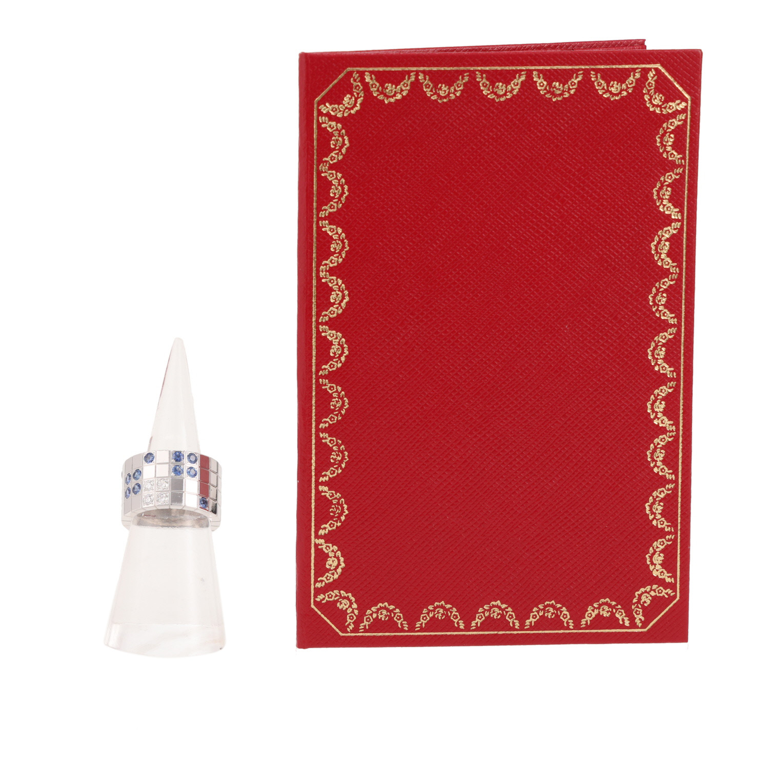 Sortija Cartier Lanière de oro blanco, zafiros y diamantes - Detail D2