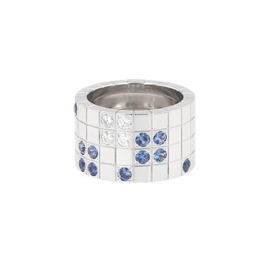 Anello Cartier Lanière in oro bianco, zaffiri e diamanti