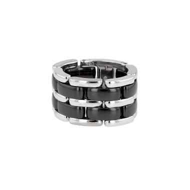 Flexible Chanel Ultra large model ring in white gold and ceramic