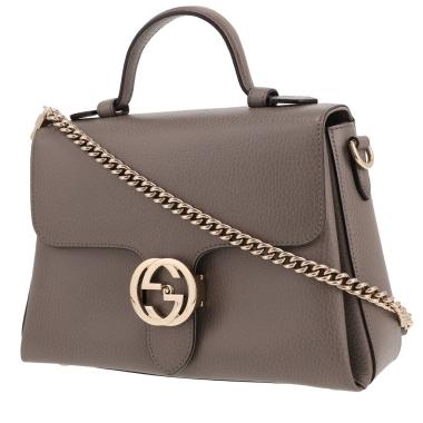 Bolso bandolera Gucci  Interlocking G en cuero granulado gris