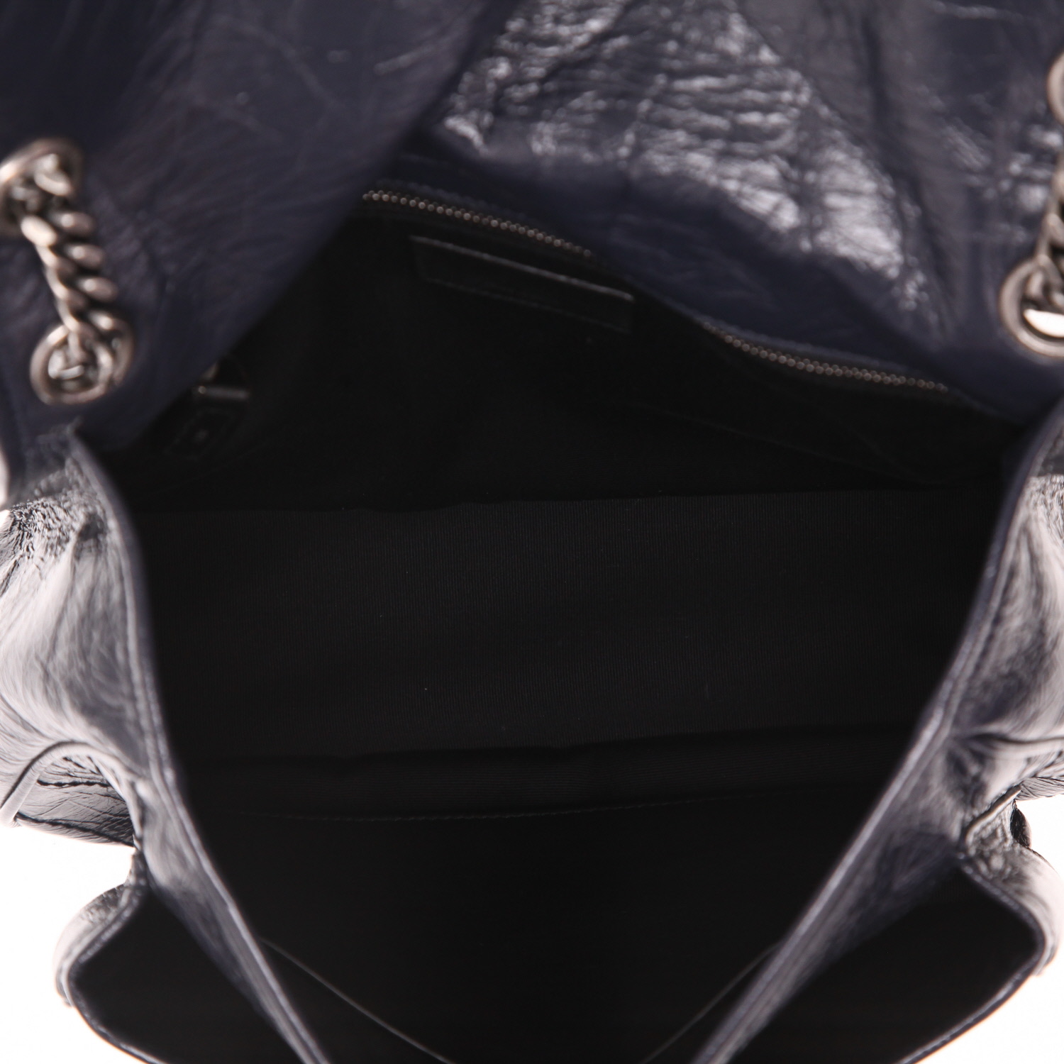 Sac bandoulière Saint Laurent  Niki en cuir bleu-marine - Detail D3