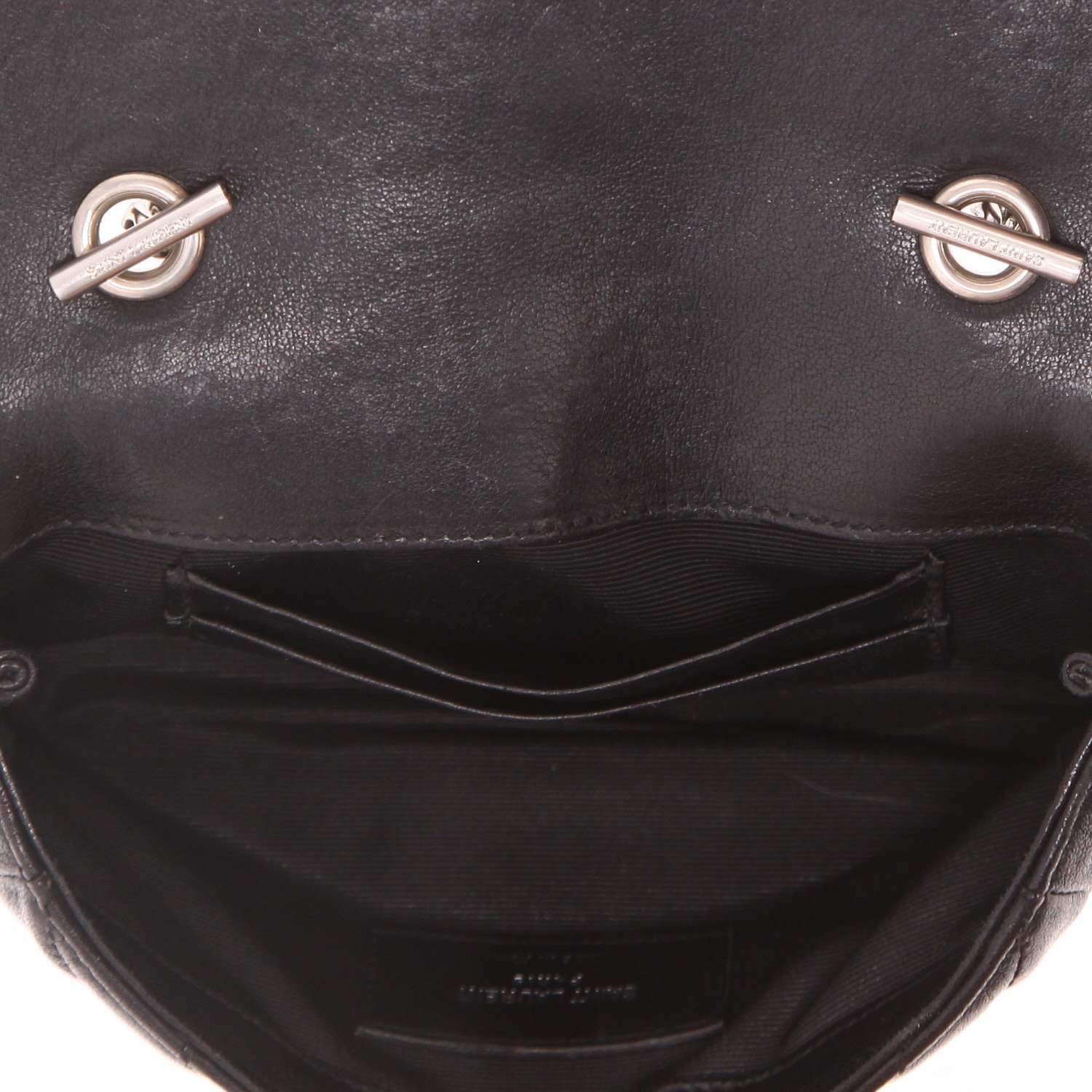 Borsa a tracolla Saint Laurent  College mini  in pelle trapuntata a zigzag nera - Detail D3
