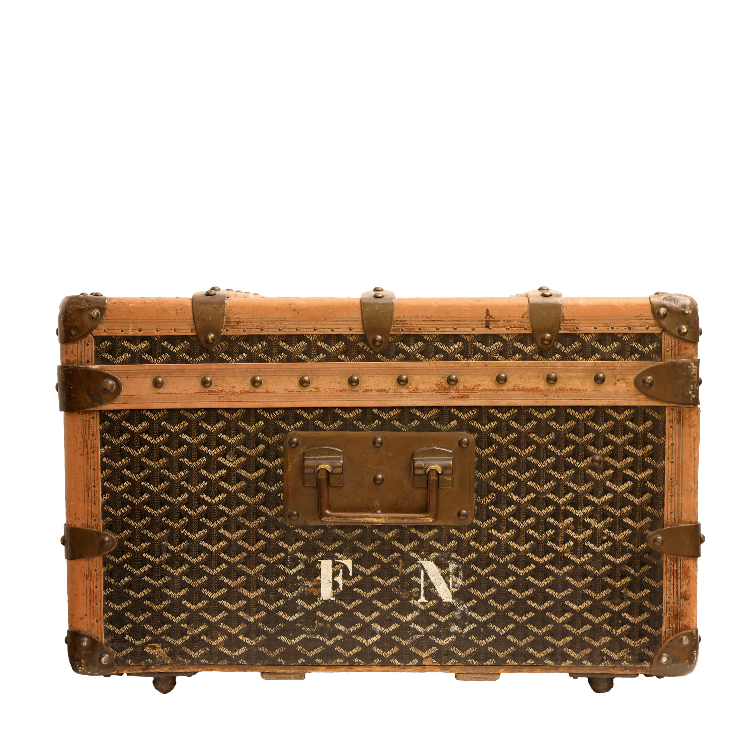 Baul Goyard  Malle en tela Goyardine negra y madera - Detail D2