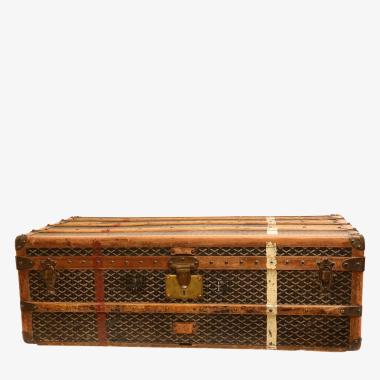 Goyard  Malle cabine trunk  in black Goyard canvas  and wood